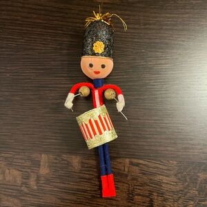 Vintage Christmas Ornament Felt Band Drummer Kitschy